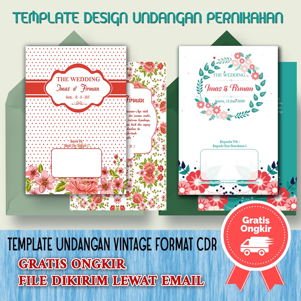 TEMPLATE DESIGN UNDANGAN PERNIKAHAN MODEL VINTAGE - FORMAT COREL / CDR