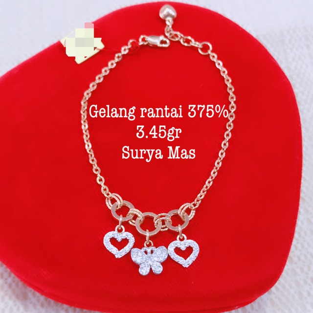 Gelang rantai emas 375%