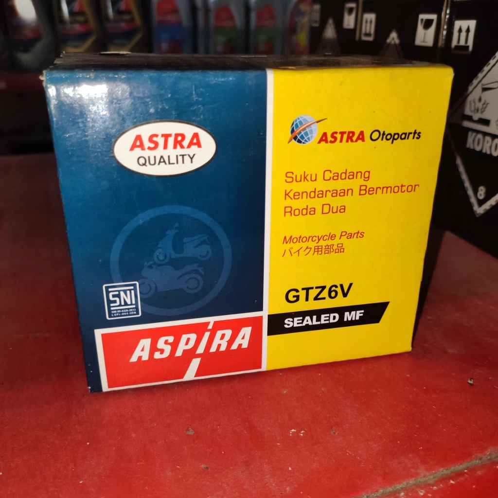 Aki ASPIRA GTZ6V MF - 5Ah Aki Kering motor Satria, Sonic, Beat Esp