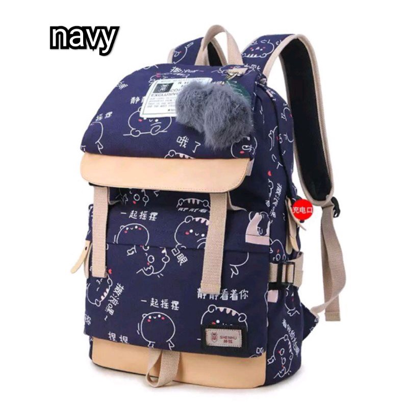 Tas Ransel Kartun Sekolah Anak Perempuan Laki Laki Free Gantungan SD SMP SMA Kekinian Model Terbaru-2