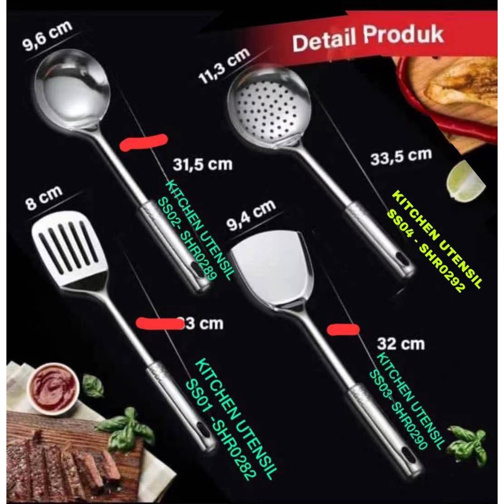 TERBARU-Spatula Set Stainless Kitchen Tools Peralatan Untuk Masak Murah-SHENAR