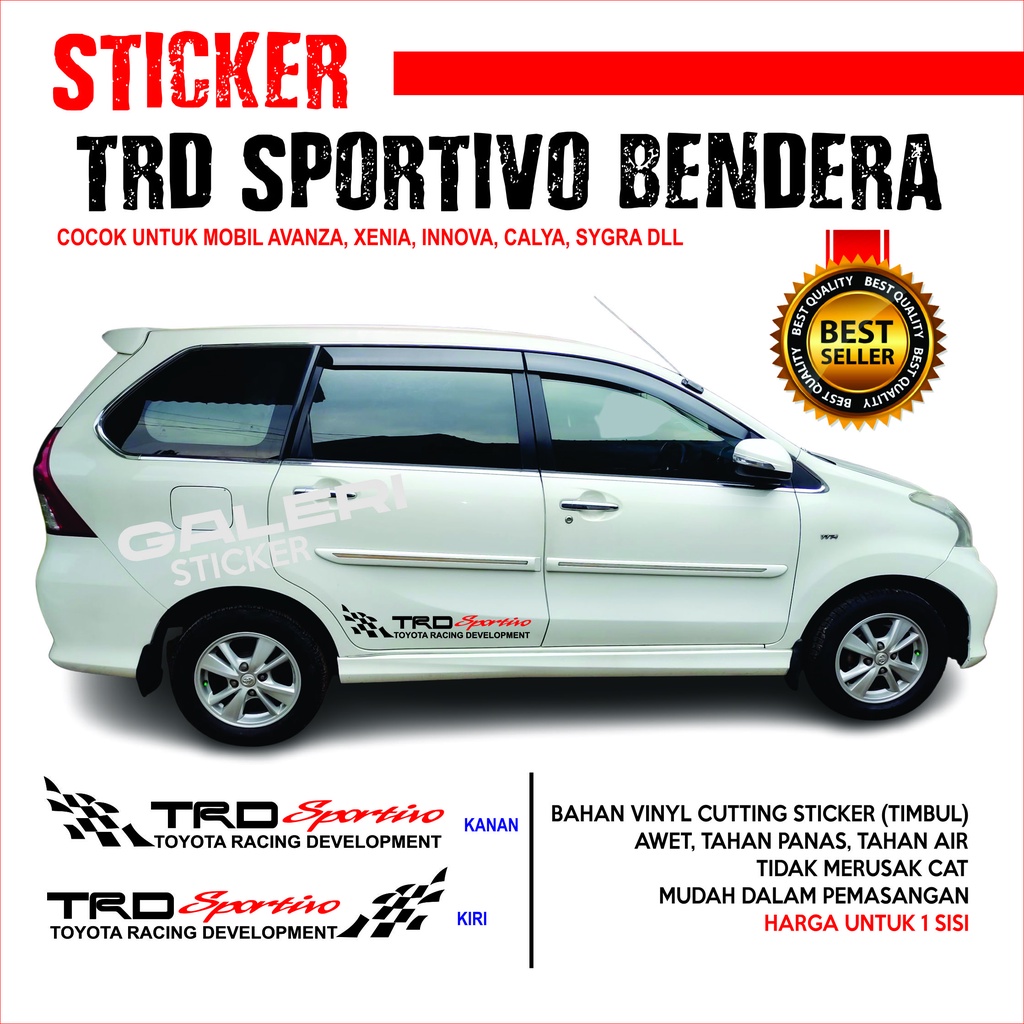 STICKER CUTTING VINYL STIKER TRD SPORTIVO BENDERA MOBIL AVANZA XENIA INOVA