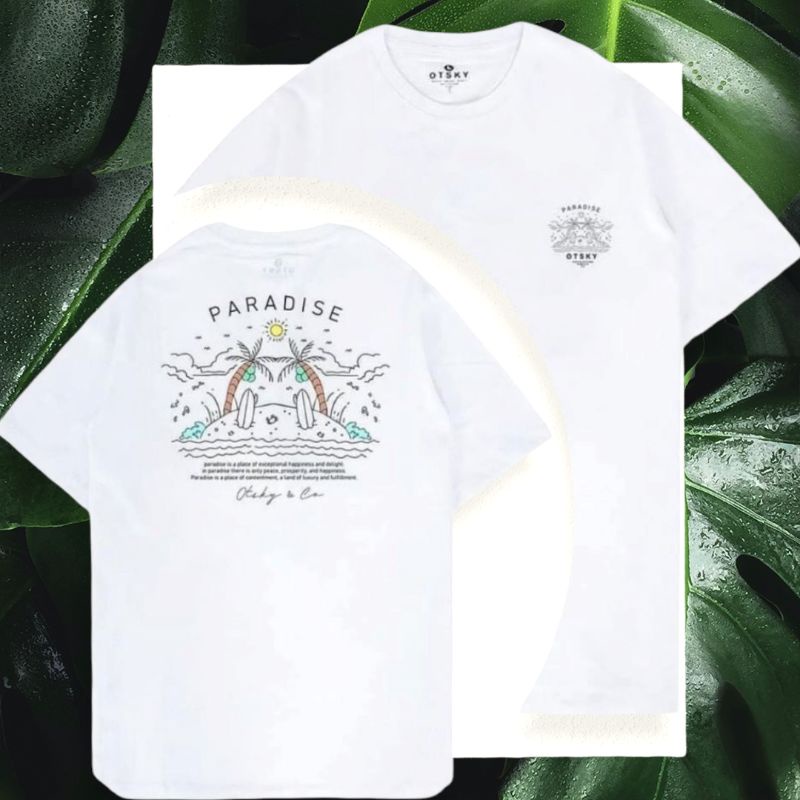 Ready Promo Baju Kaos Pakaian Distro Print OTSKY PARADISE Pria Wanita nyaman murah populer polos ani