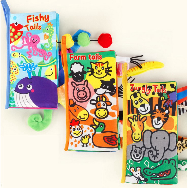 Buku Kain 3d Lembut Buku Sentuh Kartun Hewan Ekor Buku Kain Balita