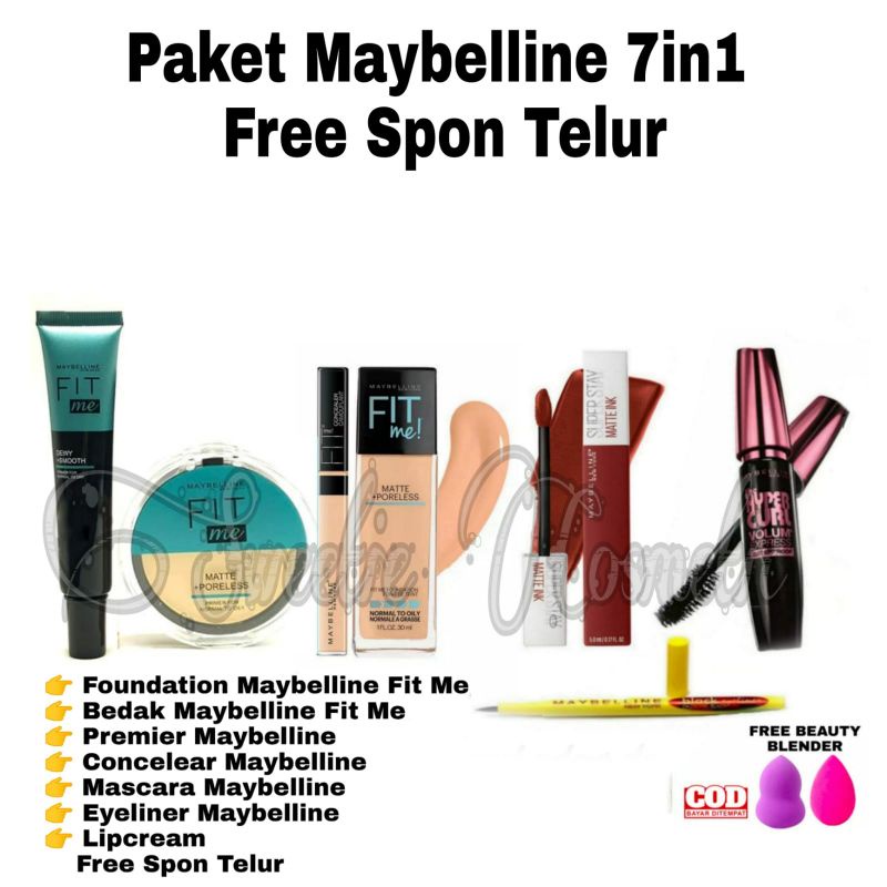 Paket Kosmetik MYB  Lengkap Murah 7 In1 - Paket Makeup MYB Lengkap Murah 7 In 1 / PAKET 6IN1 [ CUSHION, LIP, MASCARA, EYELINER, SEDOW DOMPET, ALIS PIVA, SPON TELUR ]