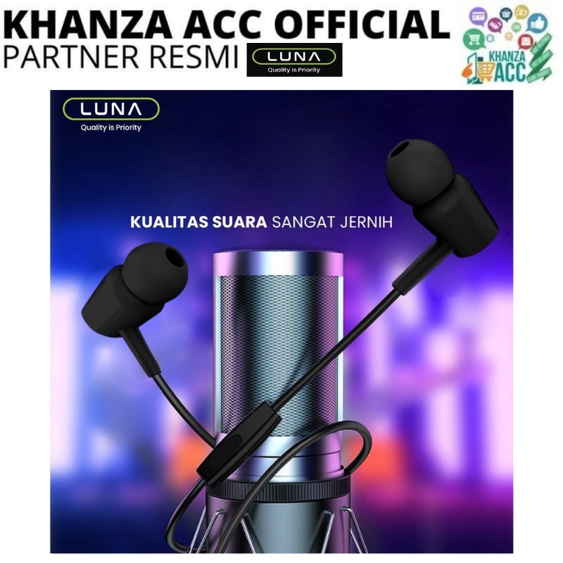 KHANZAACC Earphone LUNA E162 Wired Headset Super Bass In-Ear Original Murah