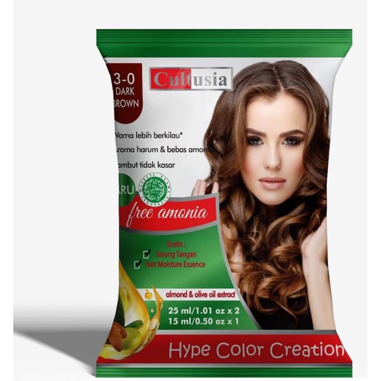 Cultusia Hype Color Creation Sachet Pewarna Rambut Bebas Amonia Sachet Semir Rambut Hitam Instan