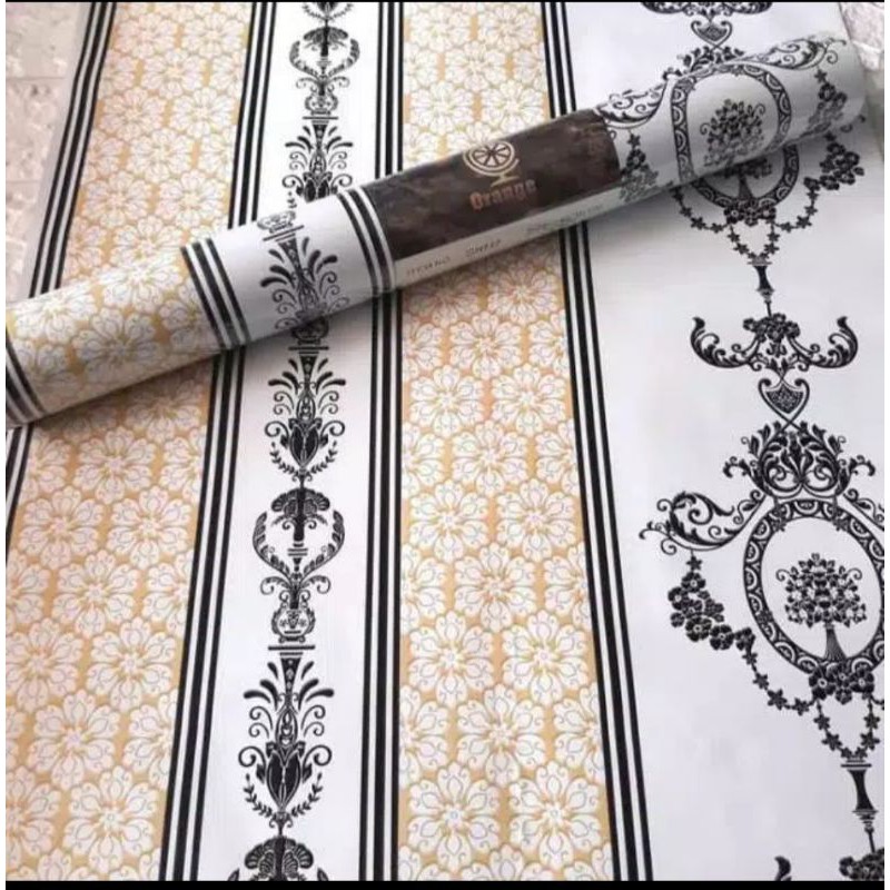 Wallpaper Dinding Motif Batik Salur Gold