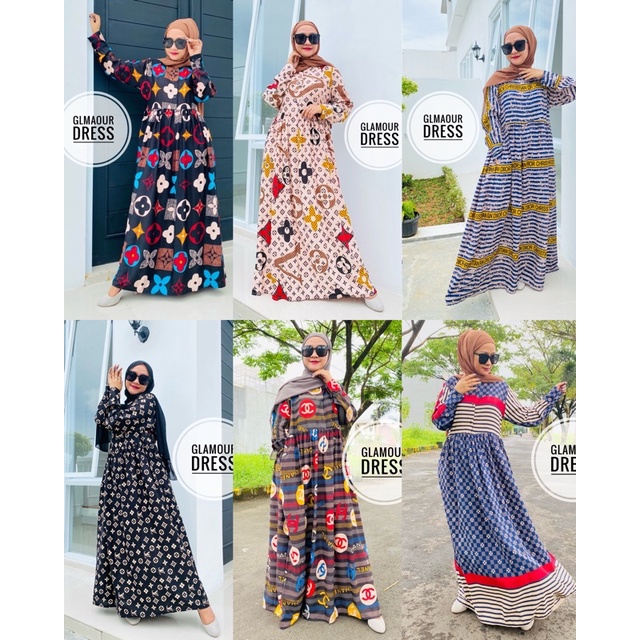 Glamour Dress Rayon Premium Motif Kekinian Jumbo Busui