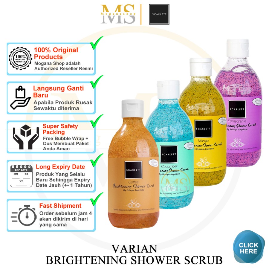 [ Shower Scrub ] Scarlett Brightening &amp; Whitening  Scrub Sabun Mandi