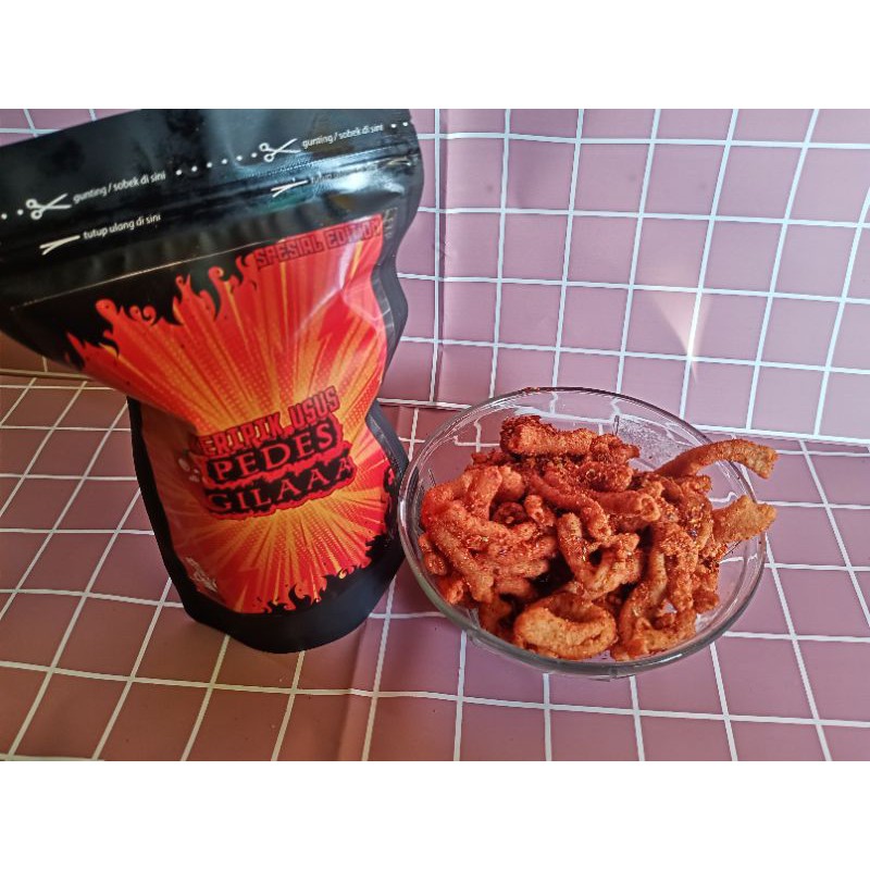

Kripik usus pedas enak gurih renyah