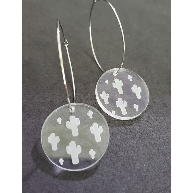 LRC Anting Tusuk Fashion Silver Color Round Shape Decorated Earrings