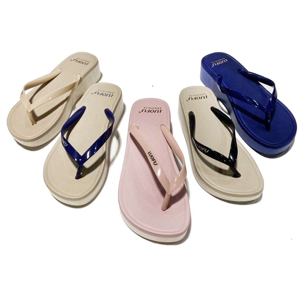 Luofu Sandal Jepit Jelly Wanita F2268-BW (I2)