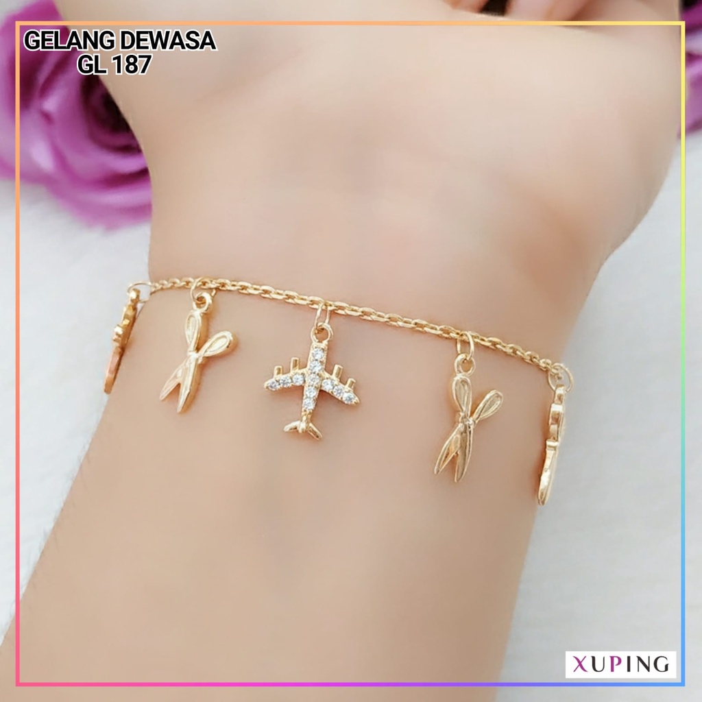 Gelang xuping ori gelang dewasa jurai rantai pesawat terbaru bahan premium perhiasan wanita lapis emas gold GL 187