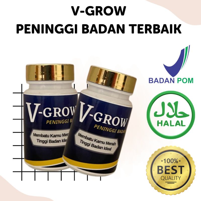 SUPLEMEN PENINGGI BADAN V-GROW ORIGINAL | ISI 1 BOTOL 30 KAPSUL | V-GROW ORIGINAL