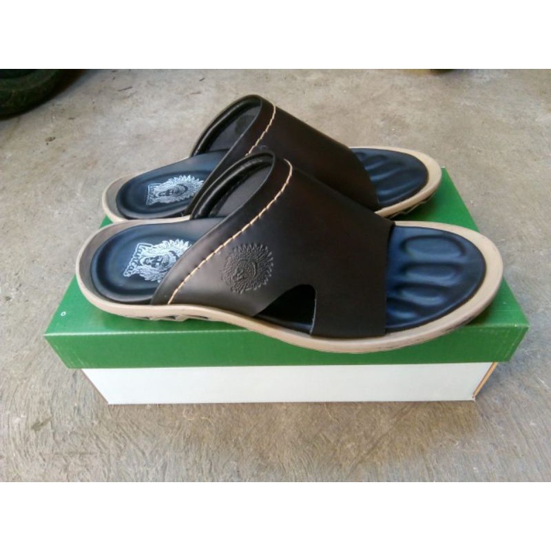 Sandal pria kulit lancas terbaru sendal cowo casual kulit