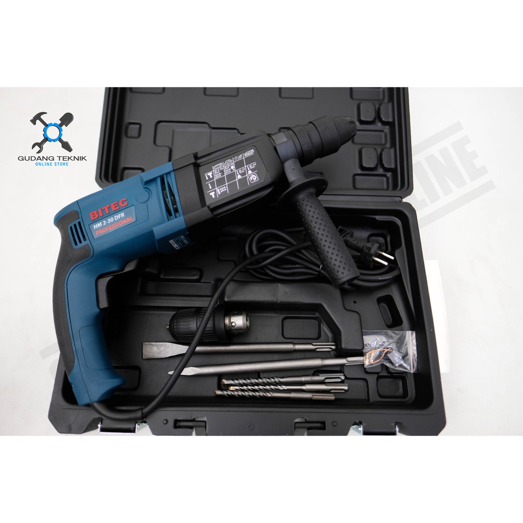 Mesin Bor Beton Bobok Tembok BITEC HM 2-30 DFR - Impact Drill Rotary Hammer SDS Plus