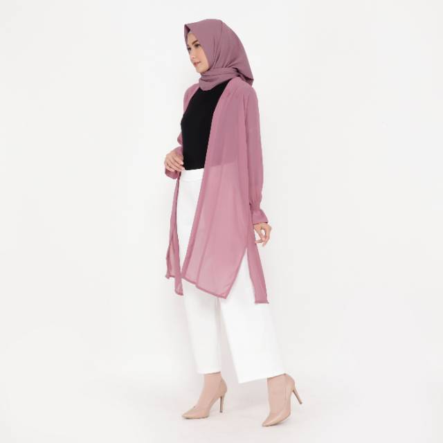 Kardigan polos outer musim panas melindungi kulit km dari matahari dan UV colour dusty pink