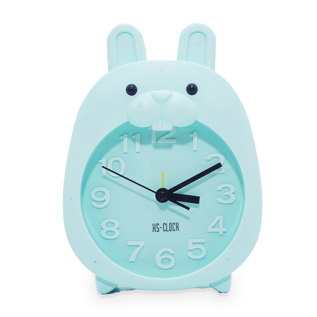 Jam Beker Meja Alarm Lucu Besar Kado Rabbit Kelinci Krem Hijau Tosca