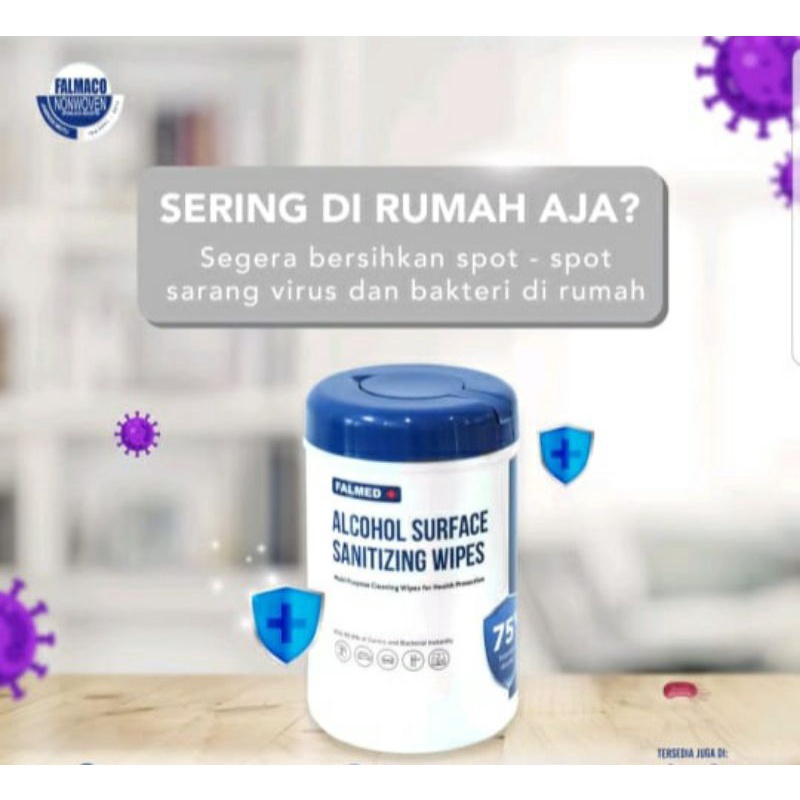 Tisu Alcohol 75% Isi 90 Lembar Alcohol Surface Sanitizing Wipes Tisu Basah Alcohol Wipes