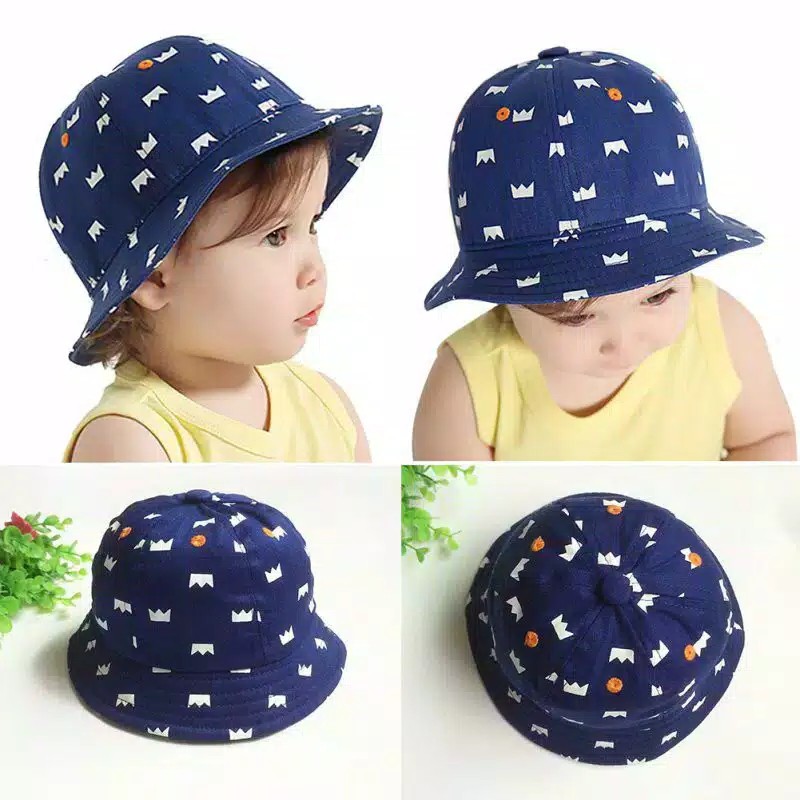 Topi Bayi dan Anak Batita Gaya pantai Baby Bucket Hat crown fashion korean style