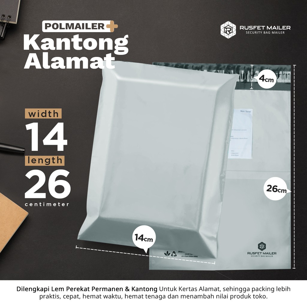 

AMPLOP PLASTIK POLYMAILER POLIMAILER PACKING ONLINE SHOP LIGHT GRAY PER PACK 14X26