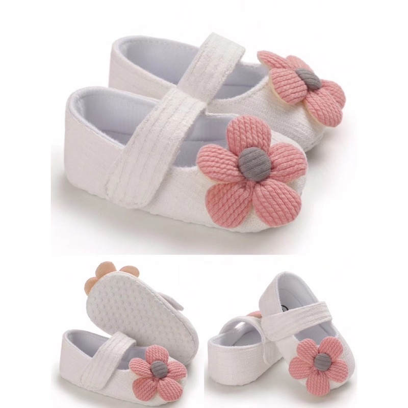 CUTESUNY Sepatu Prewalker Casual Anti Selip Aksen Bunga untuk Bayi Perempuan 0-18 lucu murah