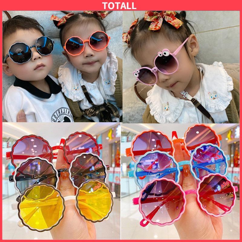 COD Kacamata Anak New Trend Fashion Anak Terbaru Bulat Kaca mata Hitam Motif UV protection High Quality Import Kacamata Fashion-Totall