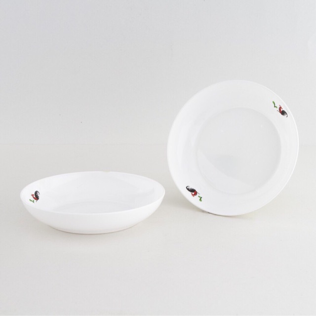 Technoplast Dinner Set Kukuruyuk Isi 2 - Piring Plastik Ayam Jago Mangkuk Kukuruyuk