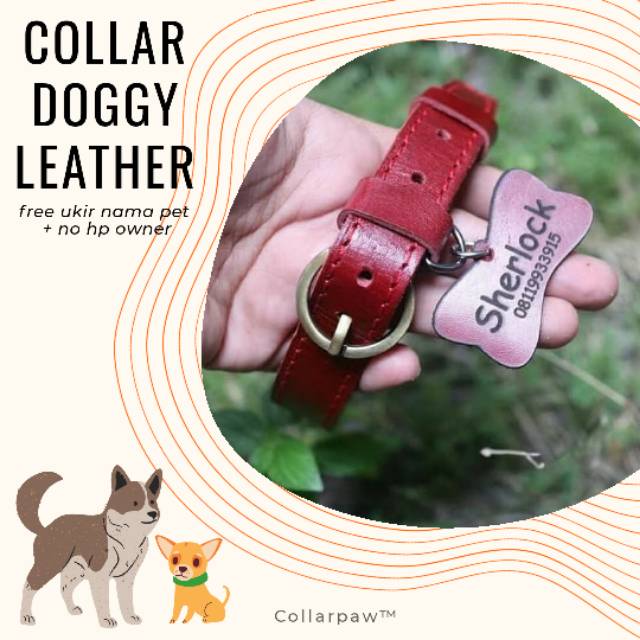 Kalung Anjing Kulit Marun | Free Ukir Nama