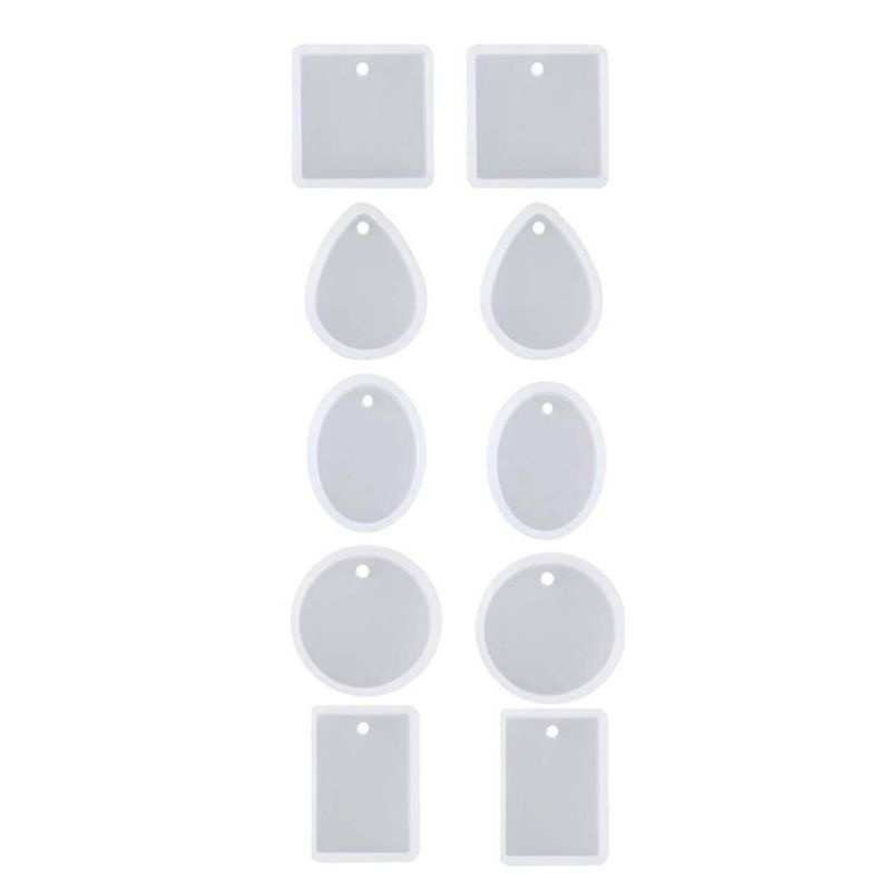 Siy 10pcs Cetakan Resin Bahan Silikon Dengan Lubang Gantung