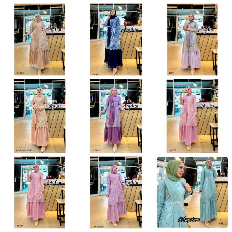 GAUN PESTA MUSLIM BROKAT MEWAH / ANGELICA GAMIS PESTA LEBARAN TERBARU / MAXI DRESS BROKAT MEWAH
