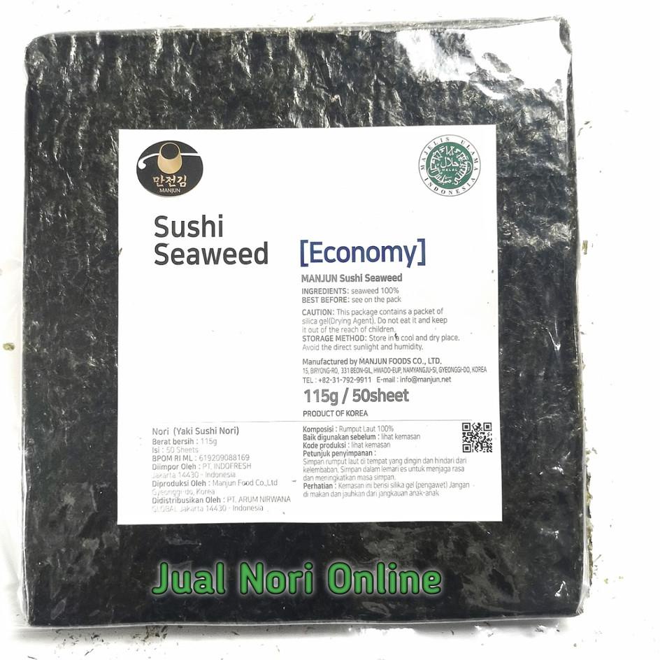 

TERBAIK Manjun ECONOMY GRADE 50 Sheet Yaki Sushi Nori Roasted Seaweed rumput laut lembaran kering T5