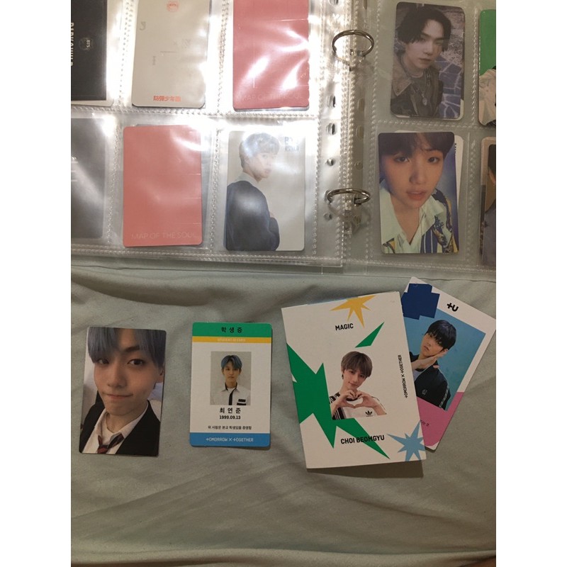 photocard txt yeonjun id tdc, beomgyu id pad+ soobin pc, soobin ar ver blue hour