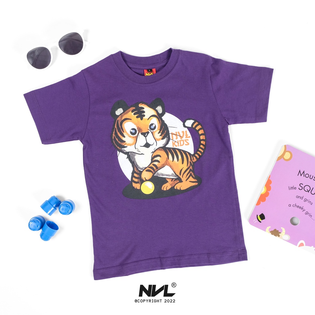 NVLKIDZ - Baju kaos anak laki laki umur 1-10 tahun bahan katun warna ungu