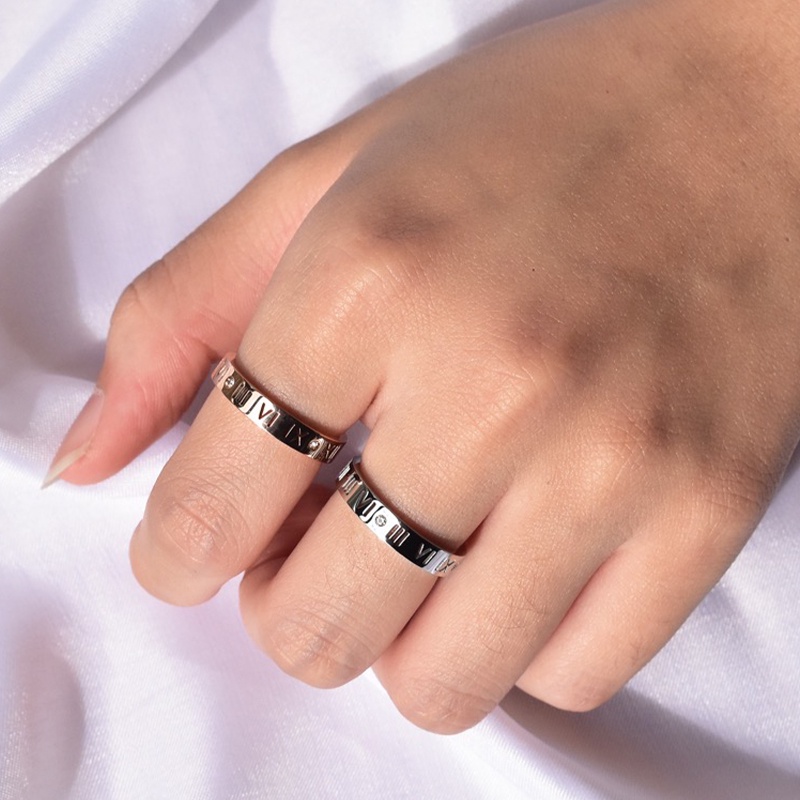 Cincin Bahan Titanium Steel Warna Silver Gaya Hip hop Korea Untuk Unisex