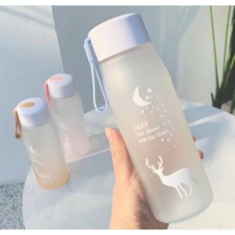Botol Kaca Motif Rusa Gradasi Warna Warni Botol Minum Tumbler Glass Deer Travelling Botol Minum Viral