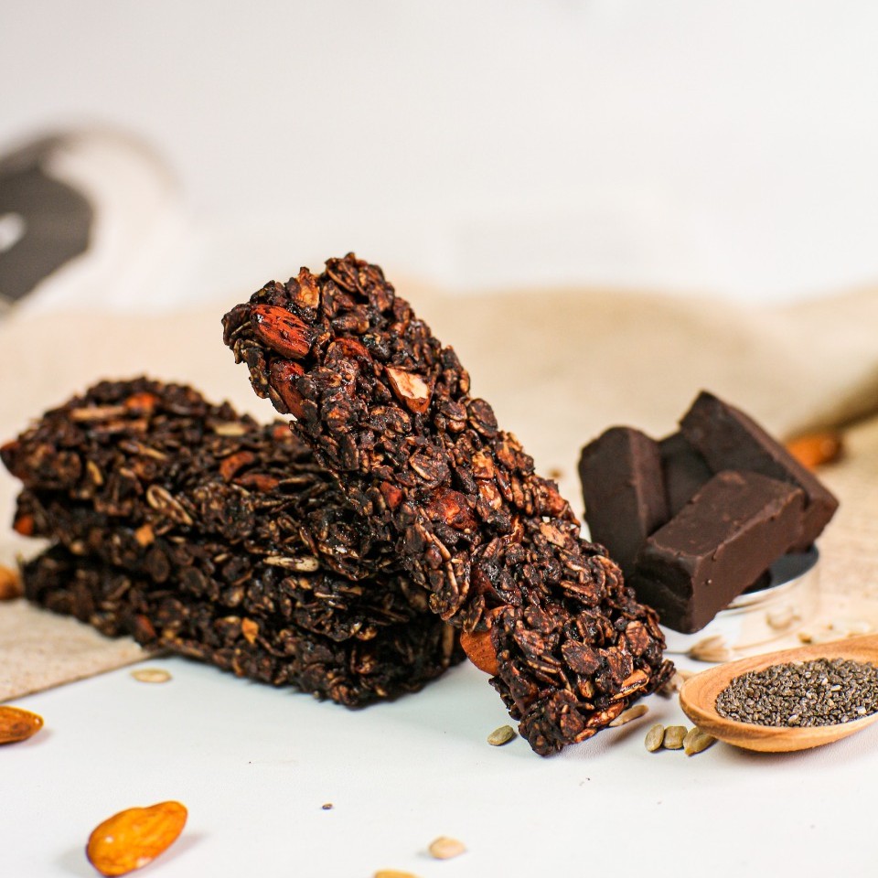 Dark Choco Granola Bar (2 Bars) - Dark Chocolate, Almond, Chia Seed, Sunflower Seed - LUCKYBITE