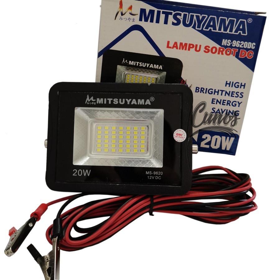 Lampu Sorot Aki 20 Watt DC Lampu Tembak 20W MITSUYAMA MS-9620DC Aki Sorot Led Floodlight 12 Volt 12v