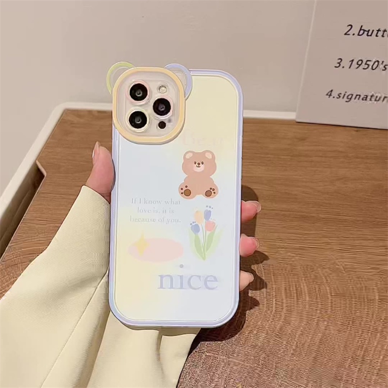 Soft Case TPU Transparan Shockproof Motif Beruang Untuk iPhone 14 13 12 11 Pro Max X Xr Xs Max SE 8 7 6 6s Plus