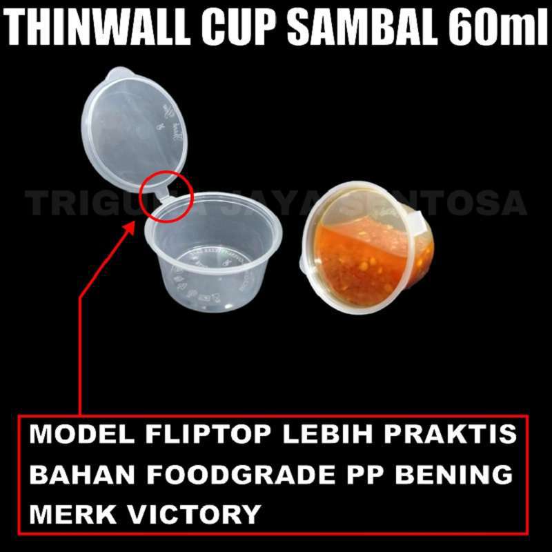 Thinwall Cup 60ml plastik Tempat Sambal Puding Jelly Sauce Saus Saos Murah