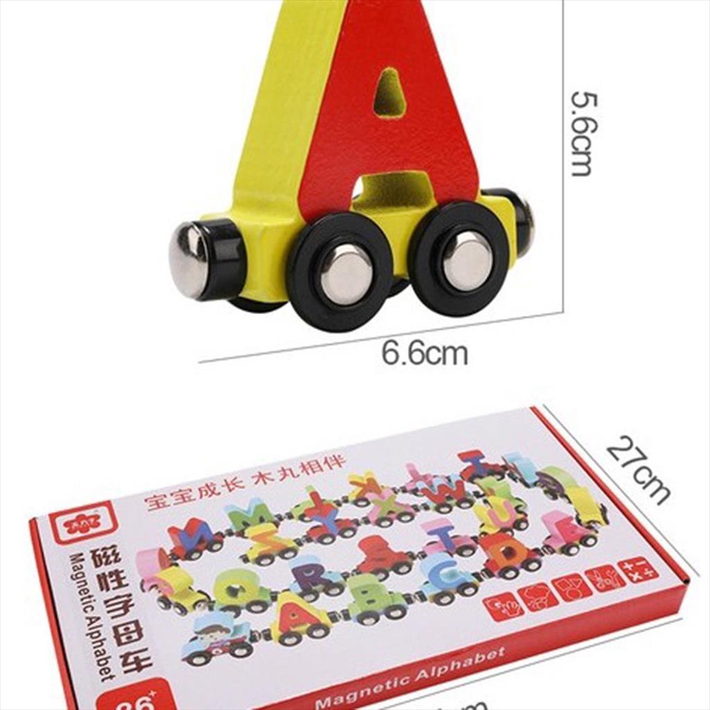 Magnetic Alphabet Car Mainan Edukasi Anak Mobil Kayu