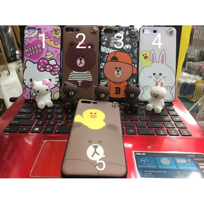 Case Iphone 7+ 7 Plus Soft Case Gantungan Boneka Lucu Bisa Standing Hp
