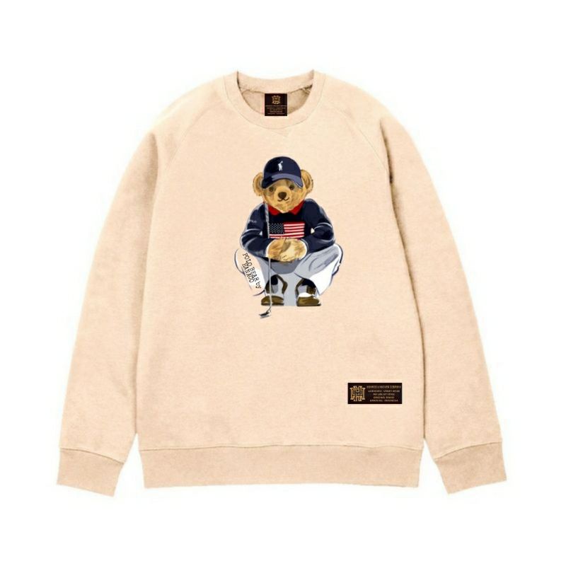 Sweater Pria Distro Original - Crewneck White Unisex Polo Bear Distro  - Crewneck Money talk-No.9