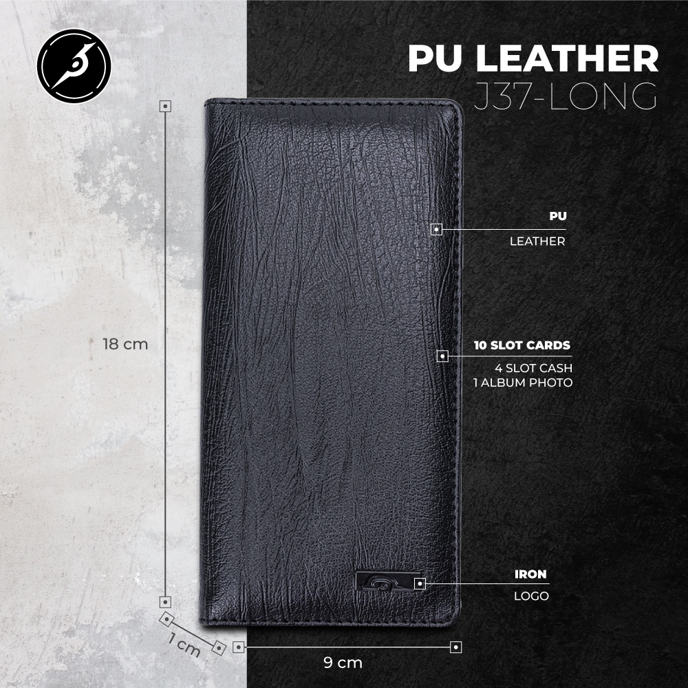 JFR Fashion Dompet Pria Bahan Kulit PU Premium Leather J37 LONG - Hitam-1