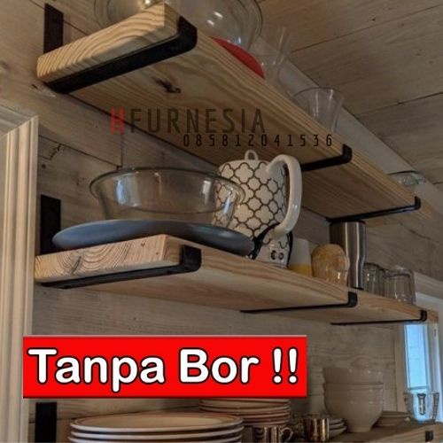 RAK AMBALAN DINDING 150X25 RAK BUKU KAYU INDUSTRIAL MINIMALIS BESI SIKU RAK KOSMETIK KAMAR MANDI