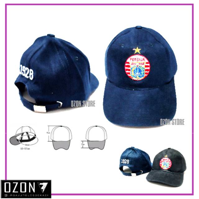 Topi Distro Baseball Caps Persija Jakarta The Jak Mania Unisex Pria &amp; Wanita Navy Biru dongker