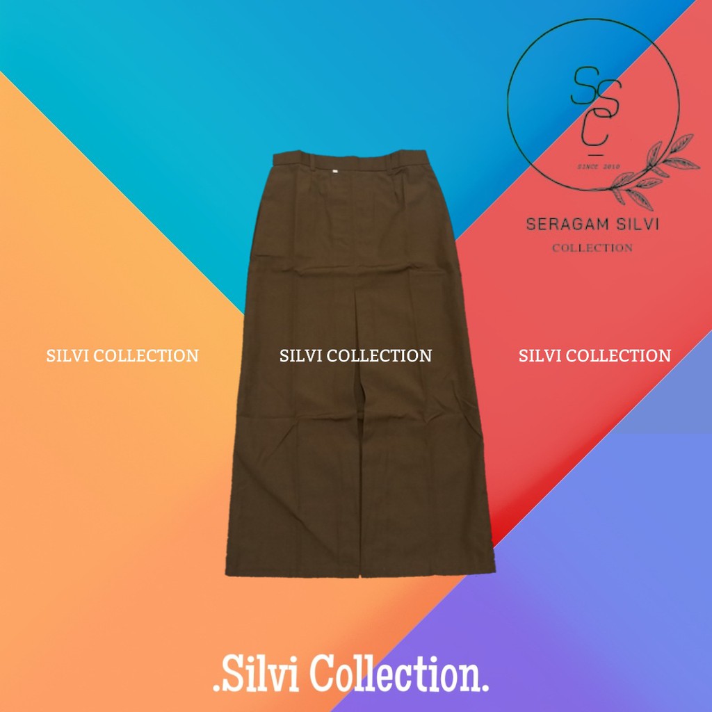 Seragam SMA Rok Panjang Span Coklat Belah Satu - Seragam Pramuka  - Rok Span