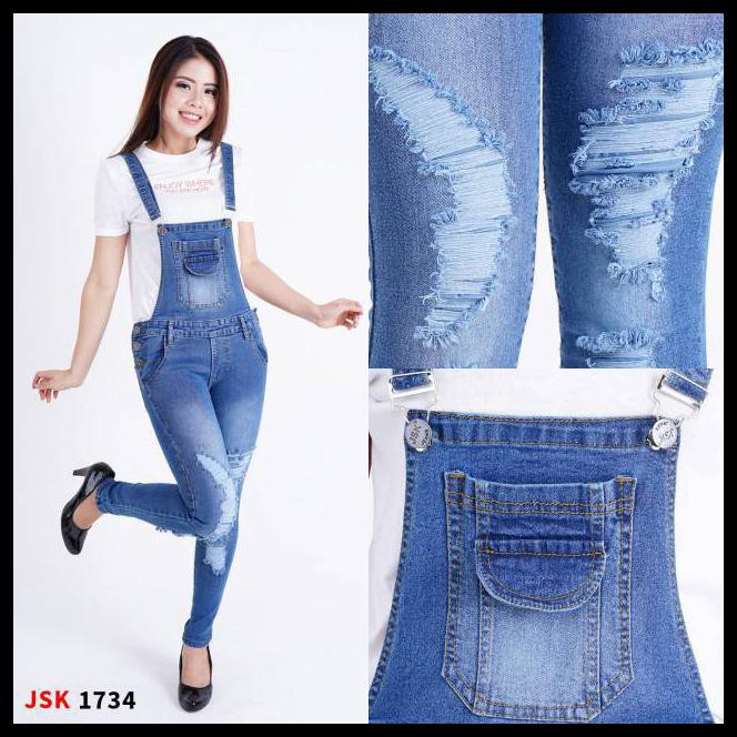  Celana  Jeans  Panjang  Overall  Jumsuit Kodok Wearpark Ripped 