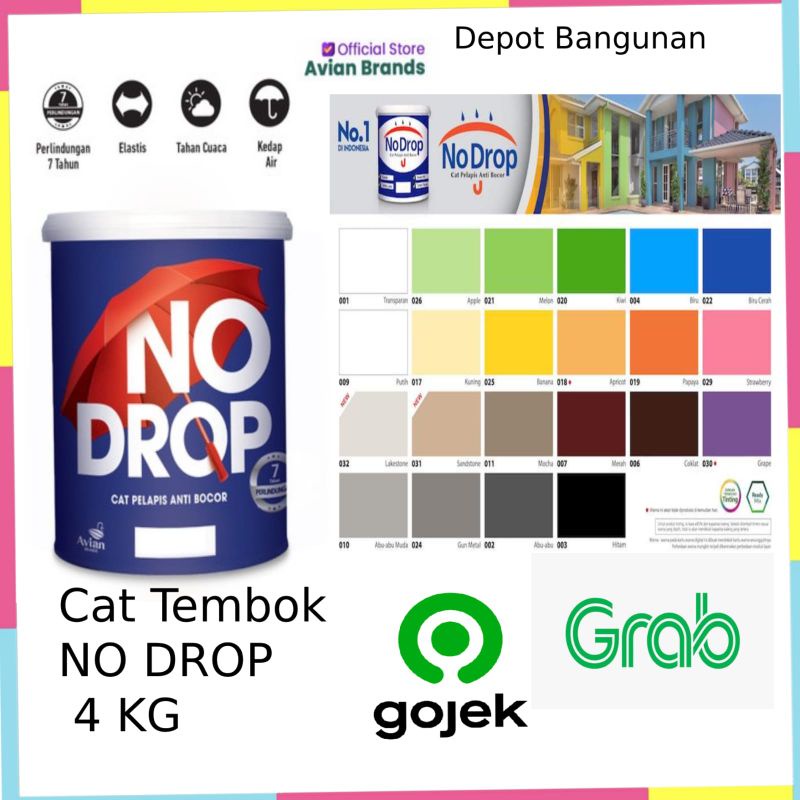 Jual Cat Tembok No Drop Waterproofing 4 Kg Ready Mix Shopee Indonesia 7955